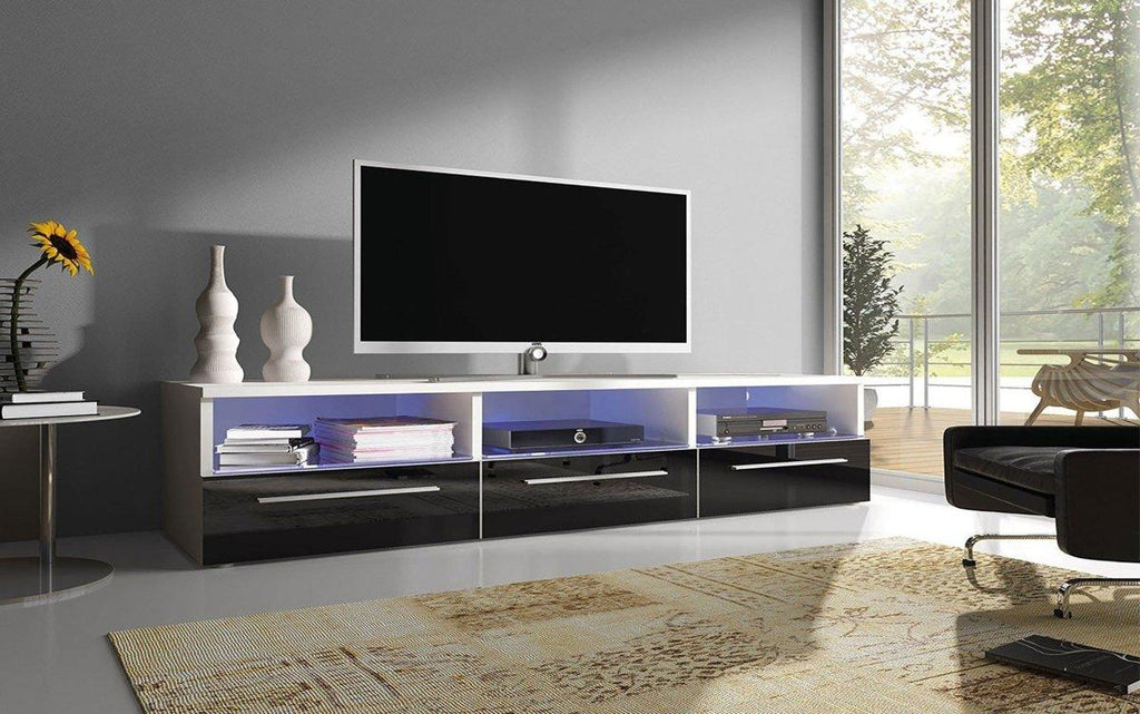 Modernes TV-Lowboard Depose mit LED-Beleuchtung, Hochglanz, Viel Stauraum