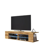 Lade das Bild in den Galerie-Viewer, Elegantes TV-Lowboard Legno mit LED-Beleuchtung, Eichenoptik, Modernem Design &amp; Stauraum
