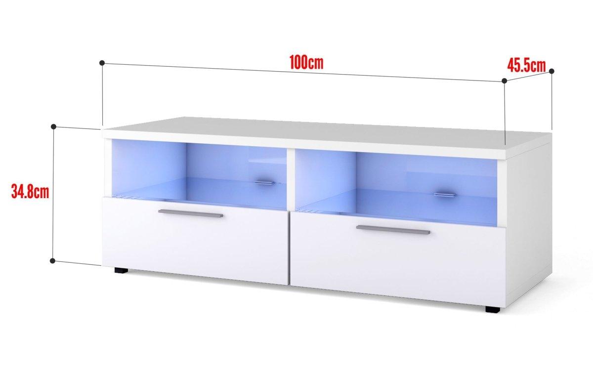 Lumino Modernes Hochglanz TV-Lowboard: Stilvoller Stauraum mit Integrierter LED-Beleuchtung