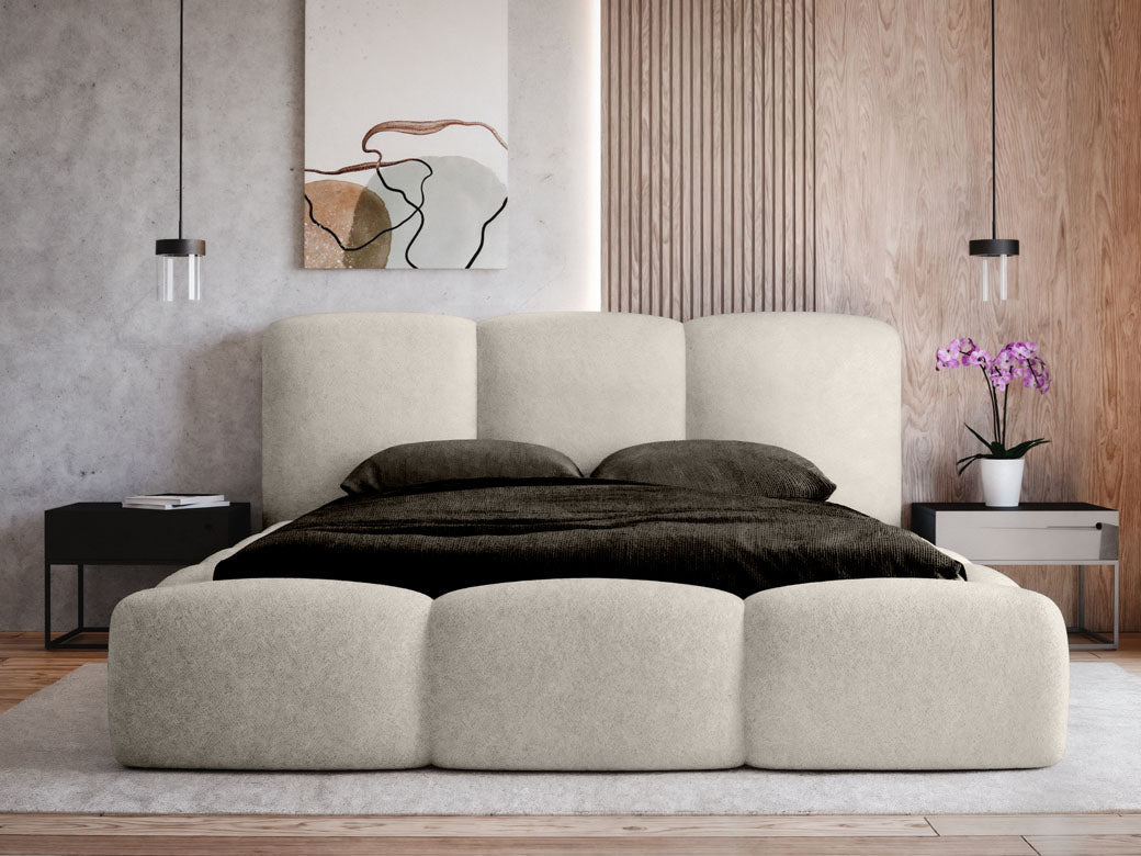 Elegantes Designer Polsterbett Alena Bouclé mit Integriertem Stauraum – Modernes Komfort Bett