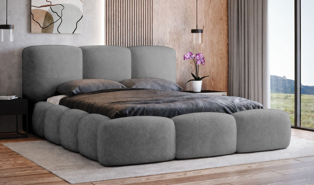Elegantes Designer Polsterbett Alena Bouclé mit Integriertem Stauraum – Modernes Komfort Bett