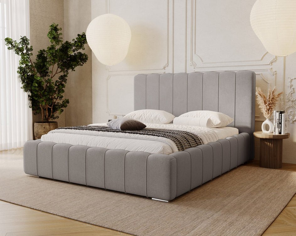 Luxuriöses Designer Polsterbett Alvano Samt Bezug mit Praktischem Stauraum