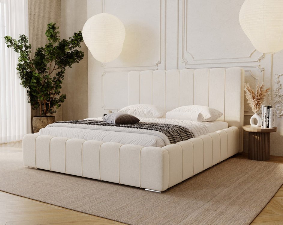 Luxuriöses Designer Polsterbett Alvano Samt Bezug mit Praktischem Stauraum