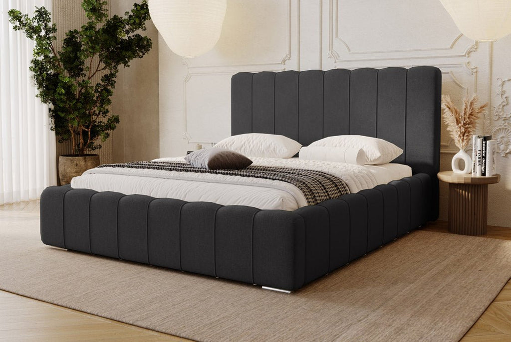 Luxuriöses Designer Polsterbett Alvano Samt Bezug mit Praktischem Stauraum