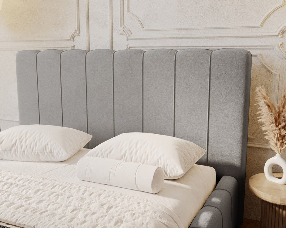 Luxuriöses Designer Polsterbett Alvano Samt Bezug mit Praktischem Stauraum