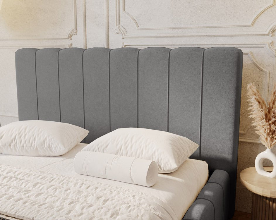 Luxuriöses Designer Polsterbett Alvano Samt Bezug mit Praktischem Stauraum