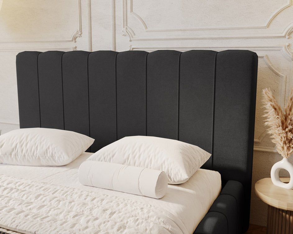 Luxuriöses Designer Polsterbett Alvano Samt Bezug mit Praktischem Stauraum