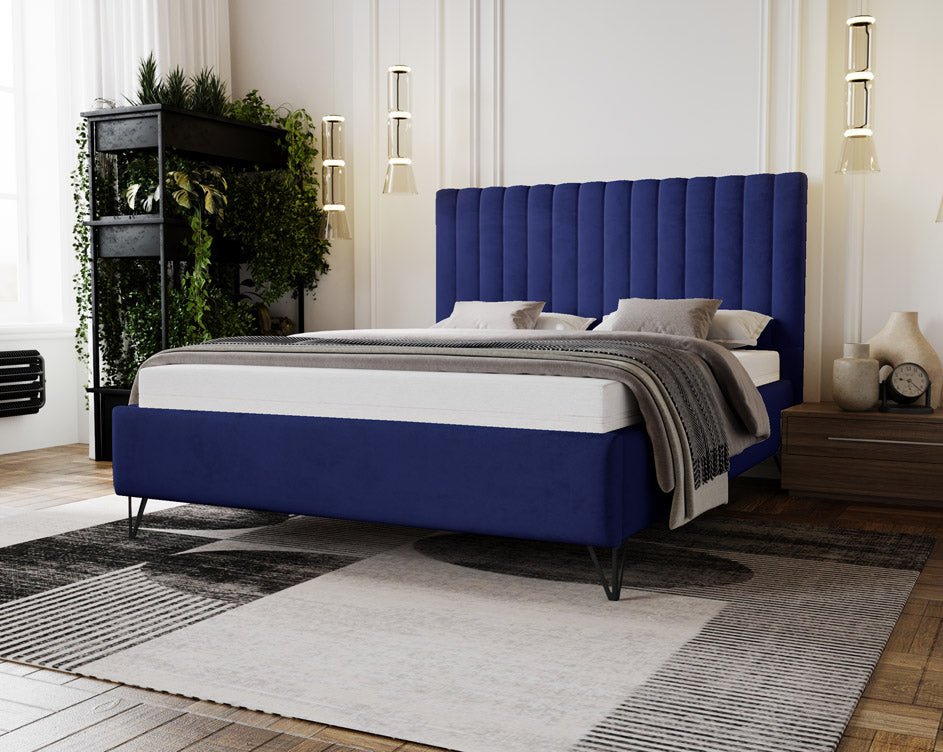 Luxuriöses Designer Polsterbett Veleria aus Samt – Modernes Schlafzimmer Komfortbett ohne Stauraum