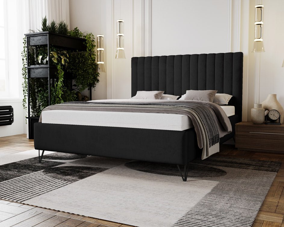 Luxuriöses Designer Polsterbett Veleria aus Samt – Modernes Schlafzimmer Komfortbett ohne Stauraum