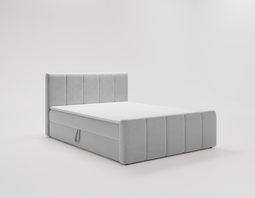 Elegantes Boxspringbett Bergamo Samt mit Integriertem Stauraum – Hoher Schlafkomfort, Modernes Design