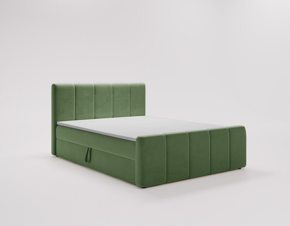 Elegantes Boxspringbett Bergamo Samt mit Integriertem Stauraum – Hoher Schlafkomfort, Modernes Design
