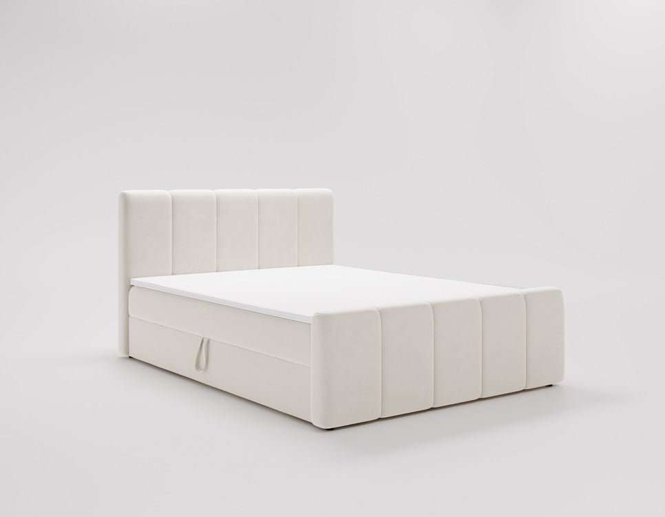 Elegantes Boxspringbett Bergamo Samt mit Integriertem Stauraum – Hoher Schlafkomfort, Modernes Design