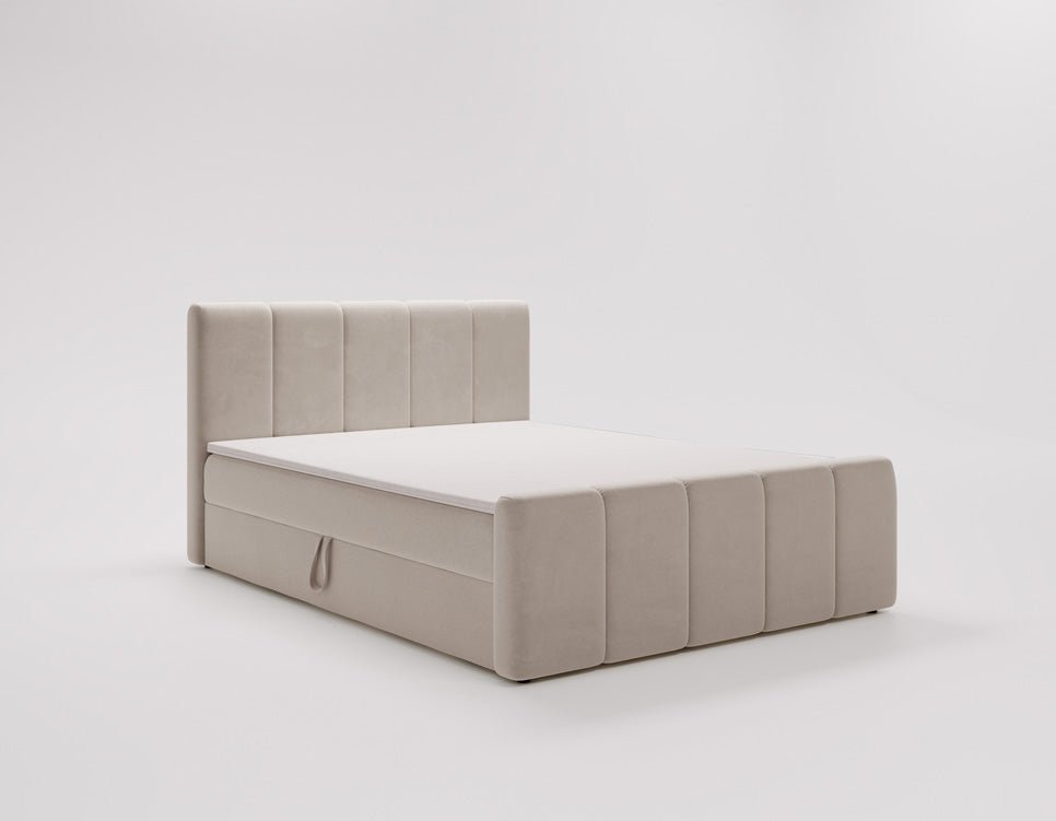 Elegantes Boxspringbett Bergamo Samt mit Integriertem Stauraum – Hoher Schlafkomfort, Modernes Design