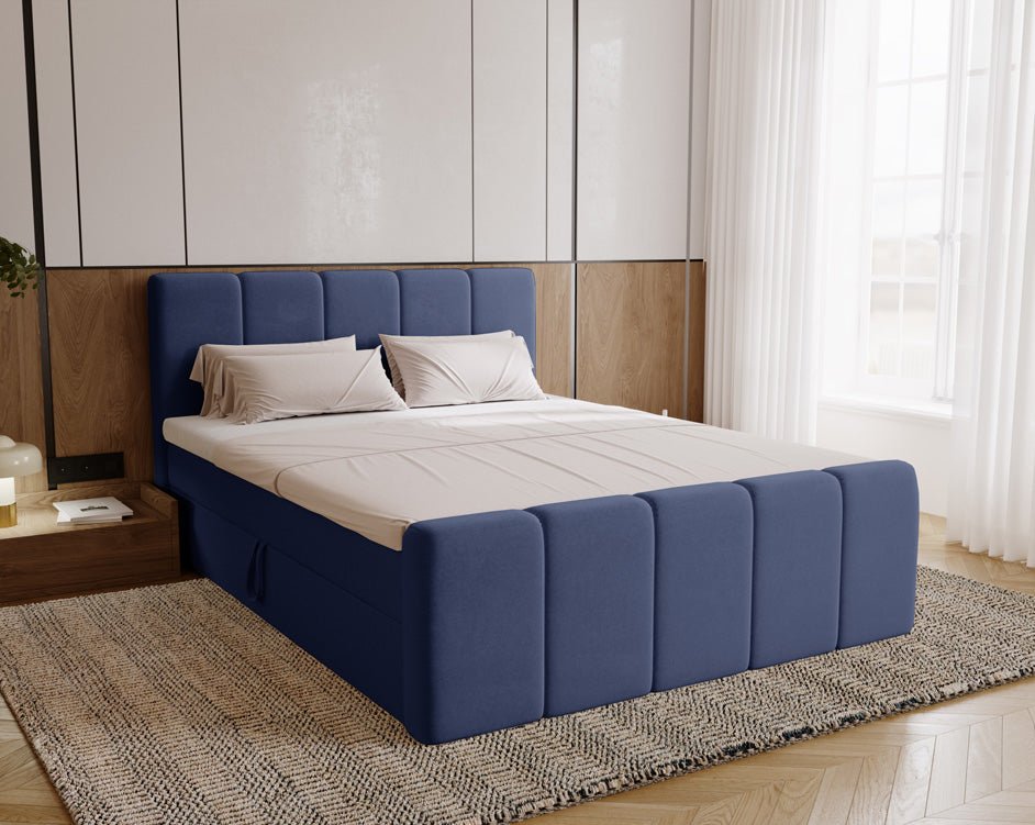 Elegantes Boxspringbett Bergamo Samt mit Integriertem Stauraum – Hoher Schlafkomfort, Modernes Design