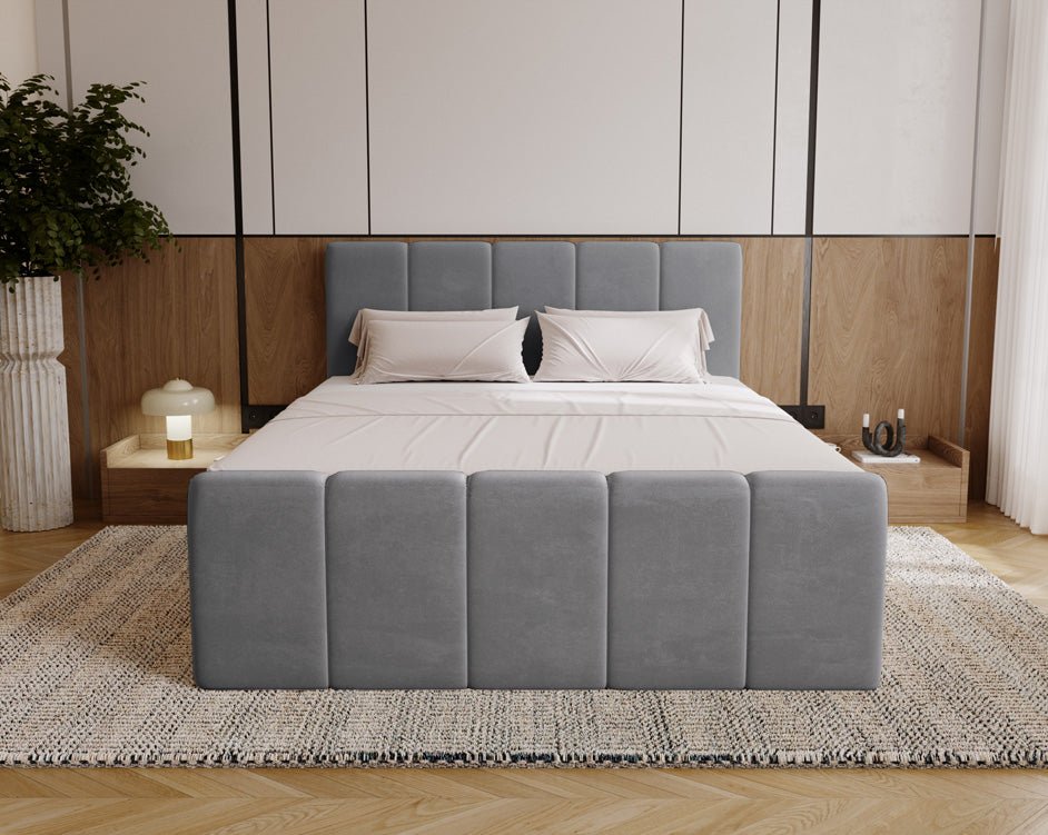 Elegantes Boxspringbett Bergamo Samt mit Integriertem Stauraum – Hoher Schlafkomfort, Modernes Design