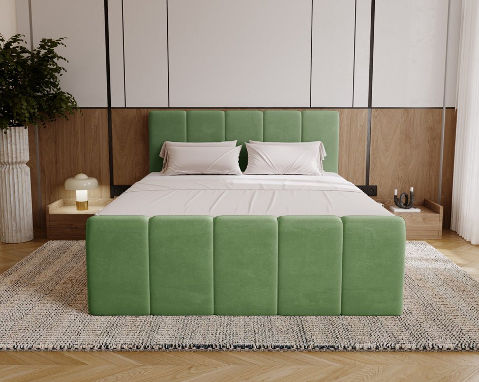Elegantes Boxspringbett Bergamo Samt mit Integriertem Stauraum – Hoher Schlafkomfort, Modernes Design