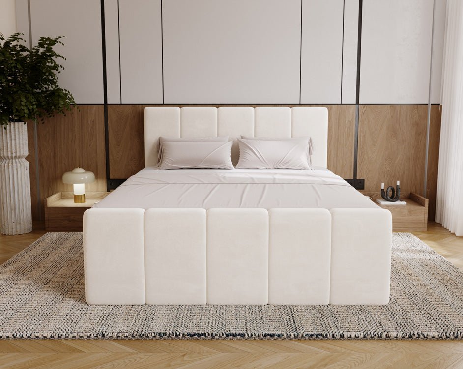 Elegantes Boxspringbett Bergamo Samt mit Integriertem Stauraum – Hoher Schlafkomfort, Modernes Design