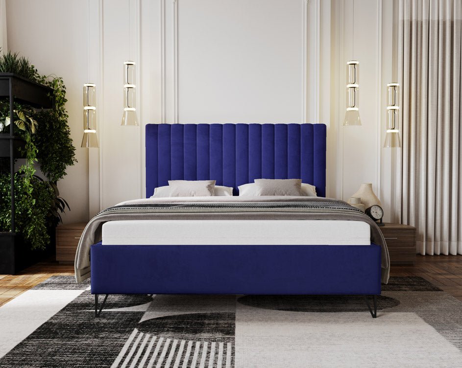 Luxuriöses Designer Polsterbett Veleria aus Samt – Modernes Schlafzimmer Komfortbett ohne Stauraum