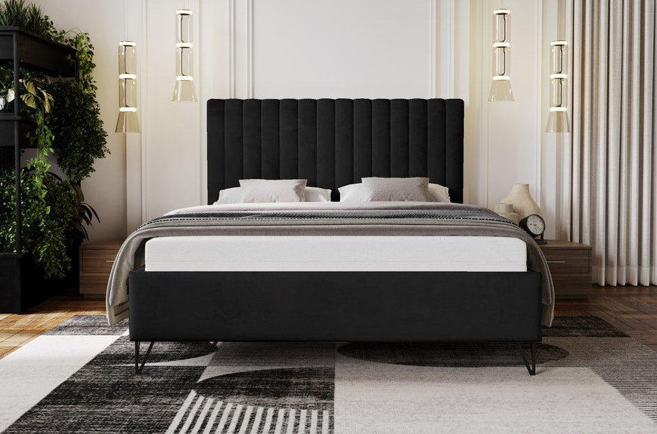 Luxuriöses Designer Polsterbett Veleria aus Samt – Modernes Schlafzimmer Komfortbett ohne Stauraum