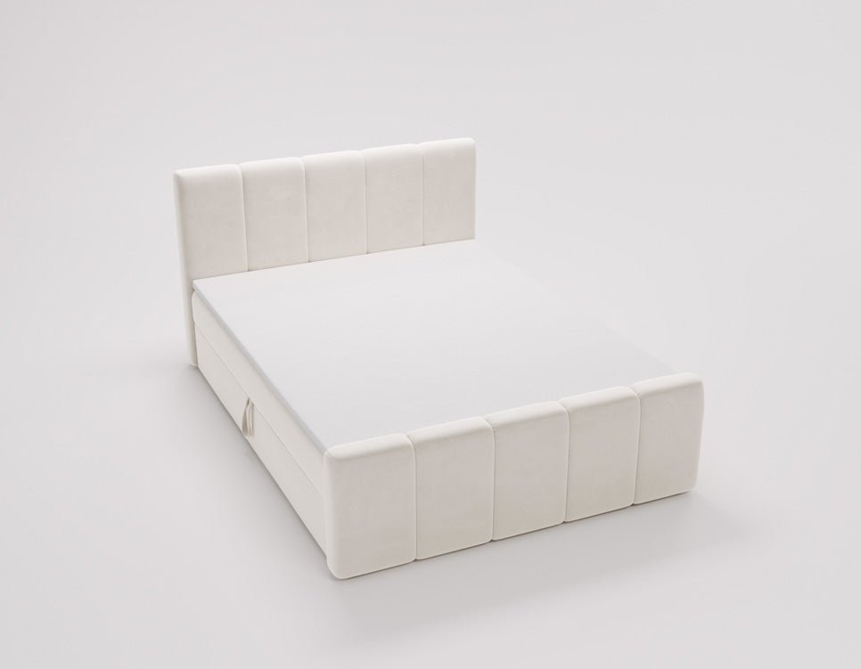 Elegantes Boxspringbett Bergamo Samt mit Integriertem Stauraum – Hoher Schlafkomfort, Modernes Design
