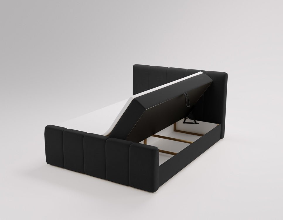 Elegantes Boxspringbett Bergamo Samt mit Integriertem Stauraum – Hoher Schlafkomfort, Modernes Design