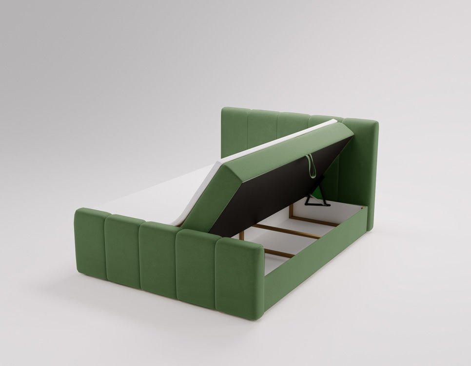 Elegantes Boxspringbett Bergamo Samt mit Integriertem Stauraum – Hoher Schlafkomfort, Modernes Design