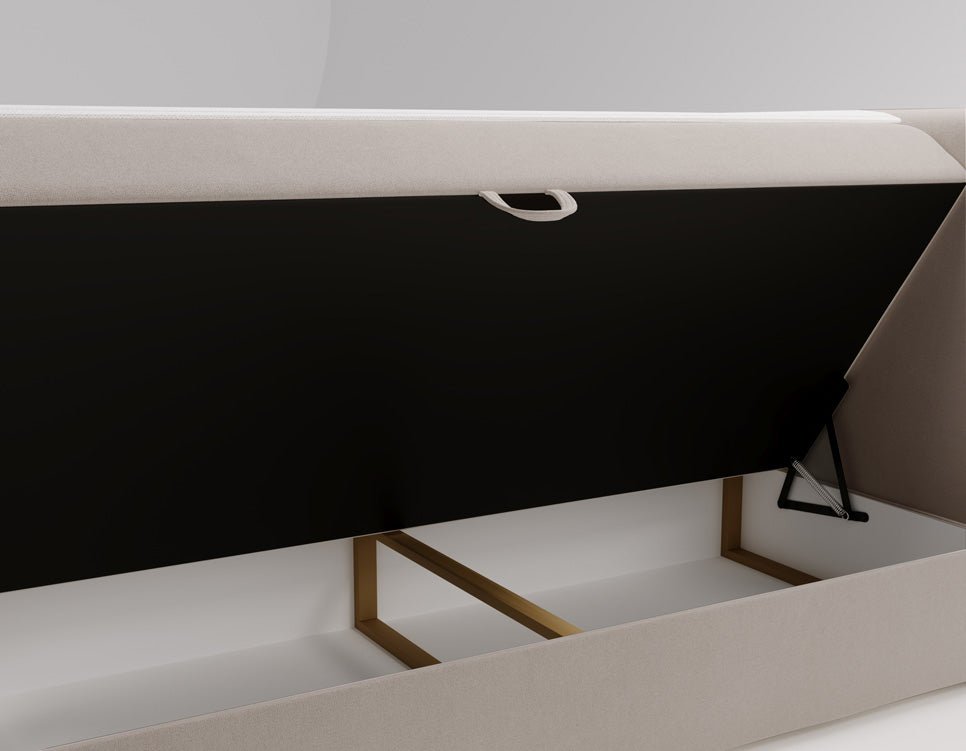 Elegantes Boxspringbett Bergamo Samt mit Integriertem Stauraum – Hoher Schlafkomfort, Modernes Design