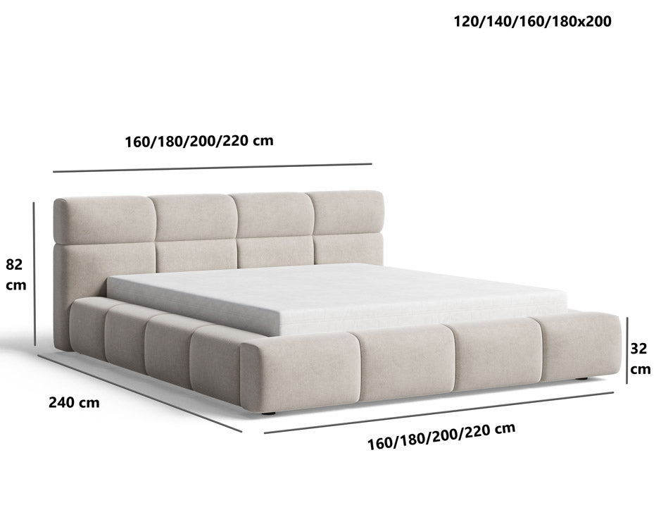 Lora Samt Designer Polsterbett mit Stauraum: Eleganz und Funktion vereint
