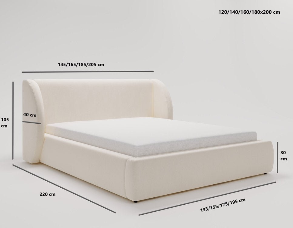 Luxuriöses Samt Polsterbett Monaco mit Integriertem Stauraum – Modernes Designerbett
