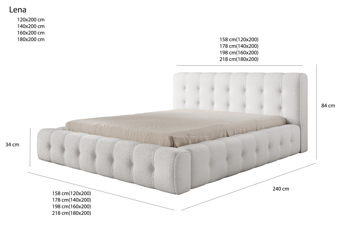 Designer Polsterbett Lena Bouclé mit Bettkasten und Stauraum – Modernes Schlafzimmer Komfort